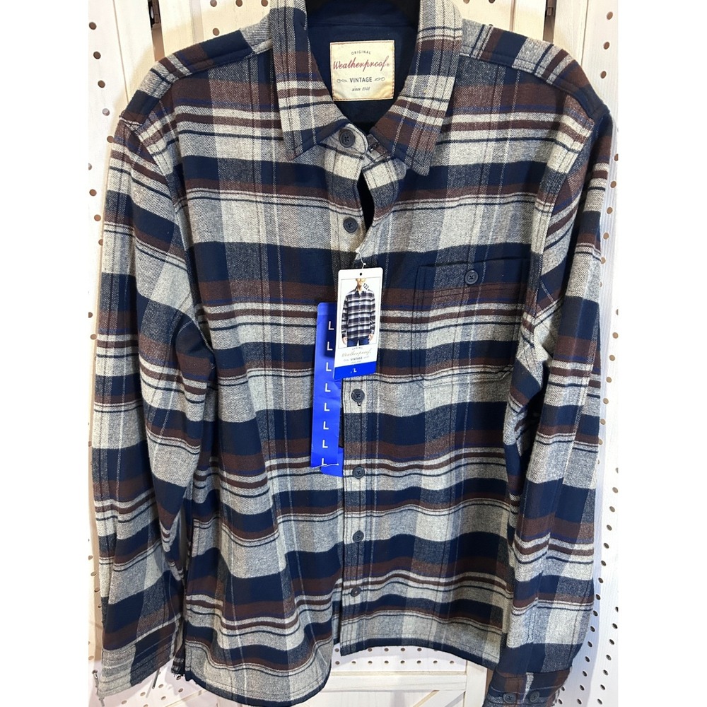 Weatherproof Vintage Plaid Flannel Shirt Jacket‎ Long Sleeve Button Men